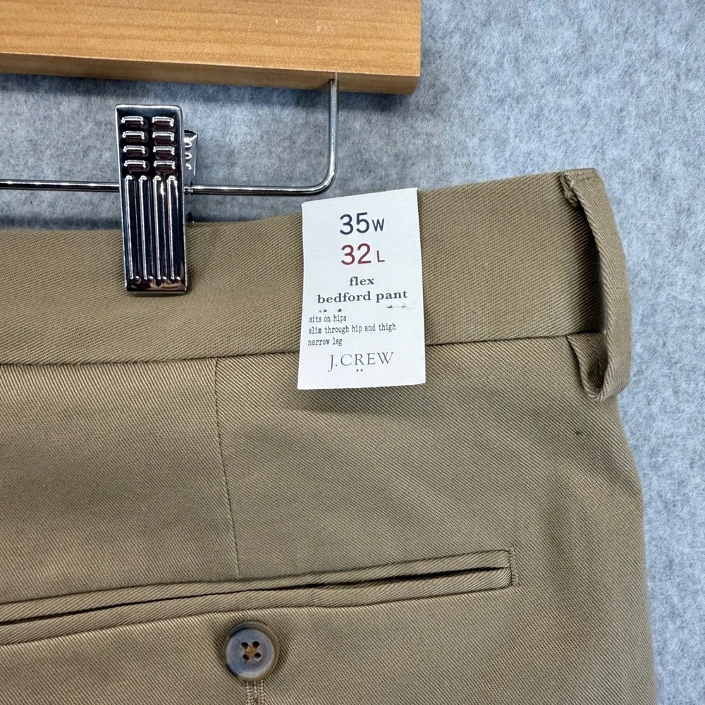 J.Crew Flex Bedford Pants Slim Fit Khaki Tan Chino Trousers Mens Size‎ 35x32 NWT